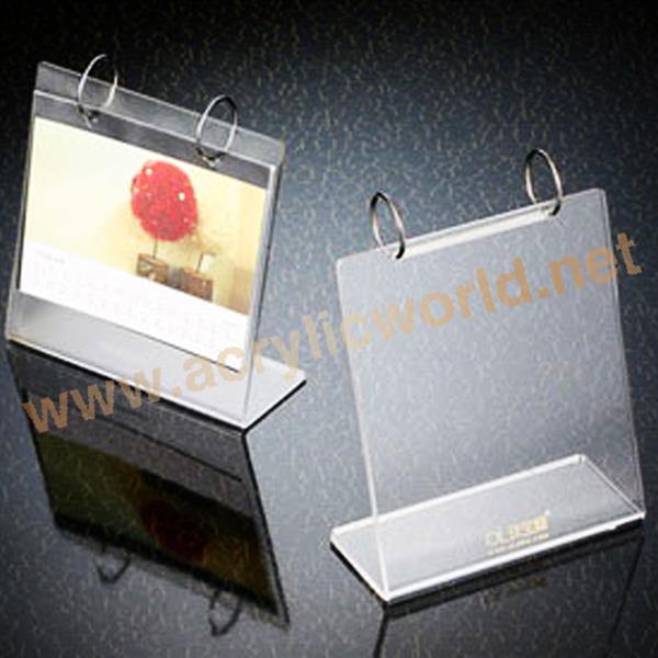 desk calendar display stand L shape with 2 rings